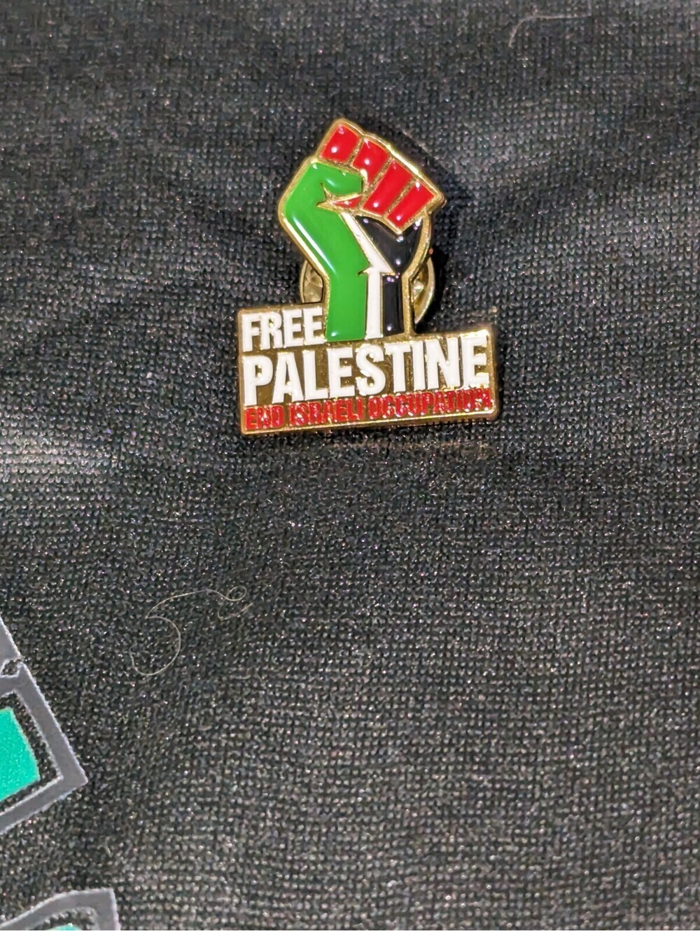 Free Palestine End Apartheid Black Graphic Tee + Pin S/L - Picture 7 of 9